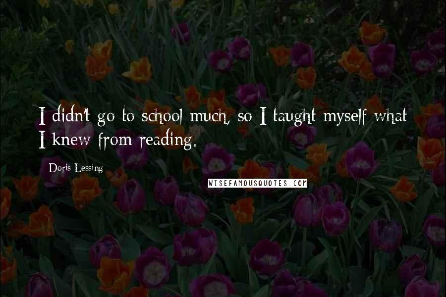 Doris Lessing quotes: I didn't go to school much, so I taught myself what I knew from reading.