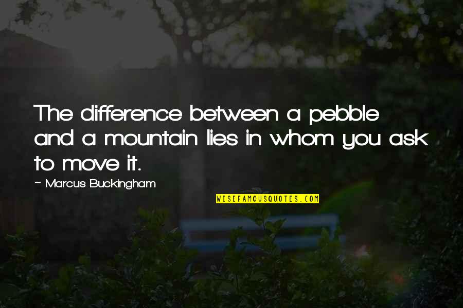 Dorissy1 Quotes By Marcus Buckingham: The difference between a pebble and a mountain