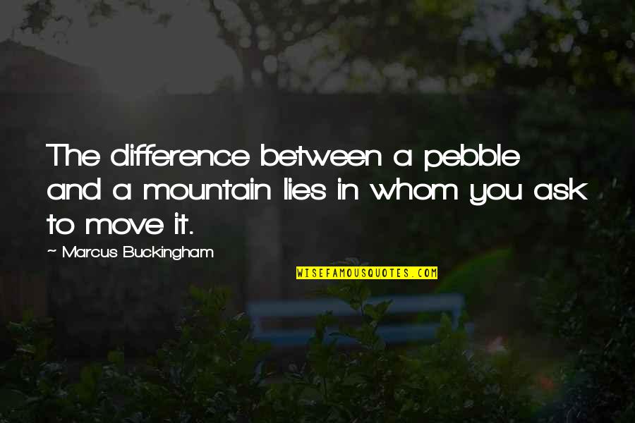 Dorissy1 Quotes By Marcus Buckingham: The difference between a pebble and a mountain Dorissy1 Quotes By Marcus Buckingham: The difference between a pebble and a mountain