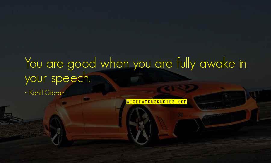 Dorjan Lyndell Quotes By Kahlil Gibran: You are good when you are fully awake Dorjan Lyndell Quotes By Kahlil Gibran: You are good when you are fully awake