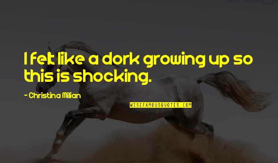 Dork Quotes By Christina Milian: I felt like a dork growing up so Dork Quotes By Christina Milian: I felt like a dork growing up so