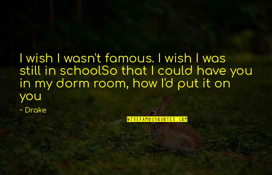 Dorm Rooms Quotes By Drake: I wish I wasn't famous. I wish I