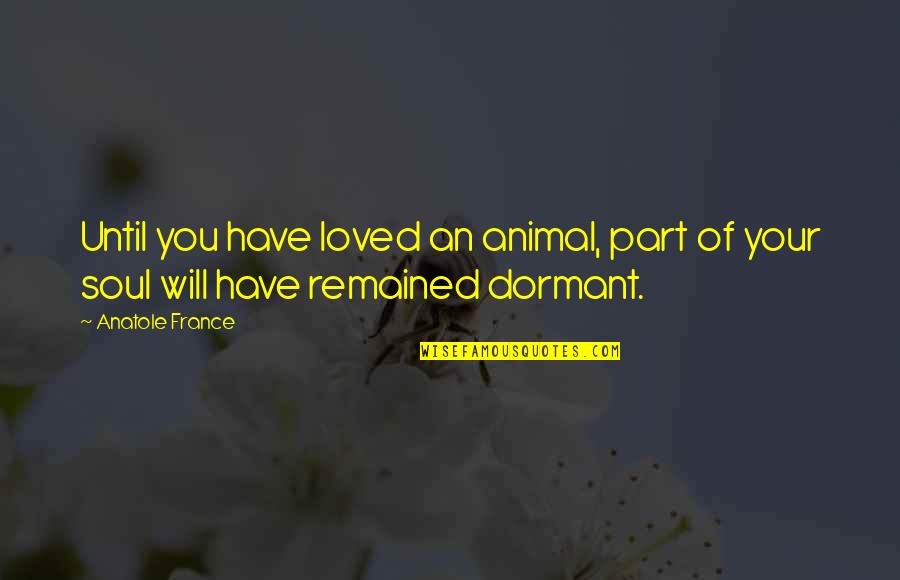 Dormant You Quotes By Anatole France: Until you have loved an animal, part of