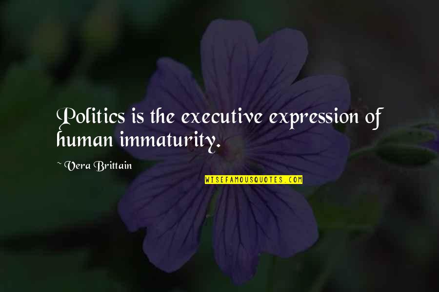 Dorothea Orem Quotes By Vera Brittain: Politics is the executive expression of human immaturity.