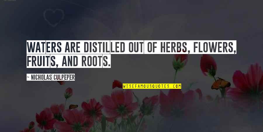 Dorothy Anderson Quotes By Nicholas Culpeper: Waters are distilled out of Herbs, Flowers, Fruits,