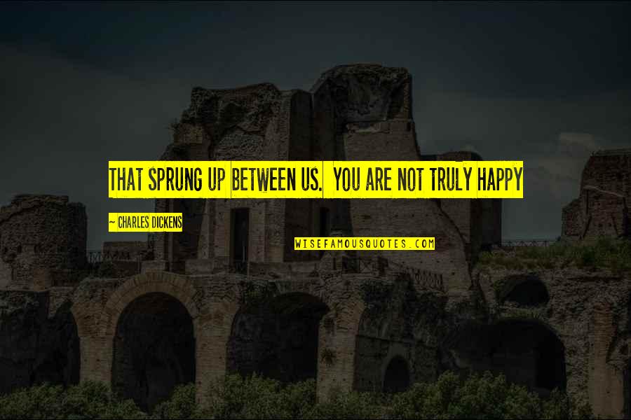 Dorrah Randall Quotes By Charles Dickens: That sprung up between us. You are not Dorrah Randall Quotes By Charles Dickens: That sprung up between us. You are not