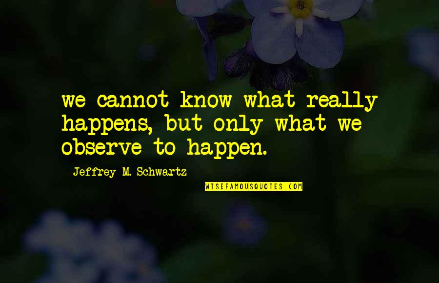 Dortch Williamson Quotes By Jeffrey M. Schwartz: we cannot know what really happens, but only Dortch Williamson Quotes By Jeffrey M. Schwartz: we cannot know what really happens, but only