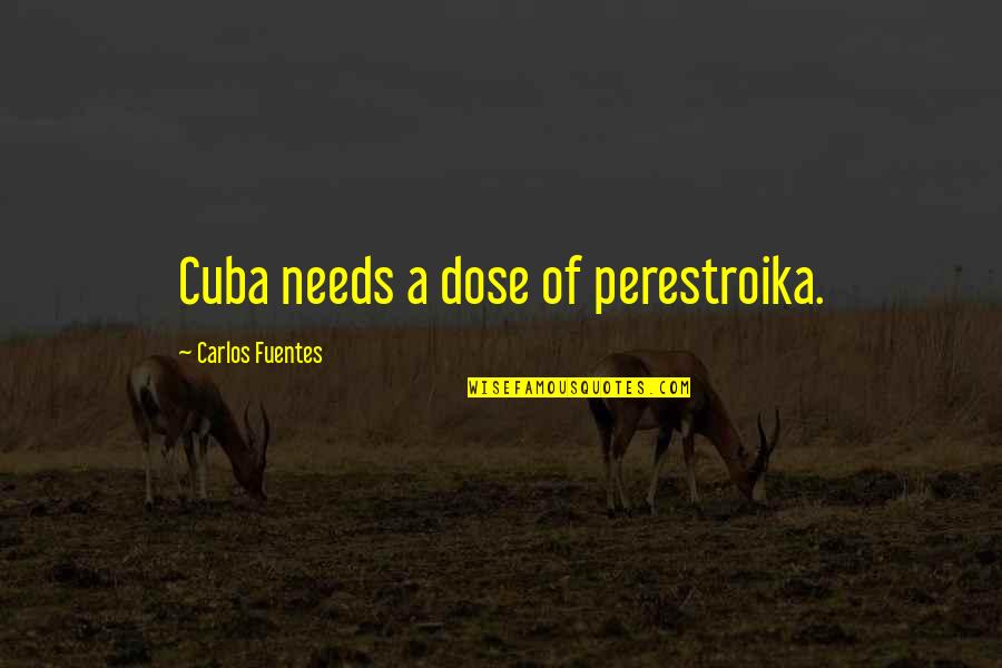 Dose Quotes By Carlos Fuentes: Cuba needs a dose of perestroika. Dose Quotes By Carlos Fuentes: Cuba needs a dose of perestroika.