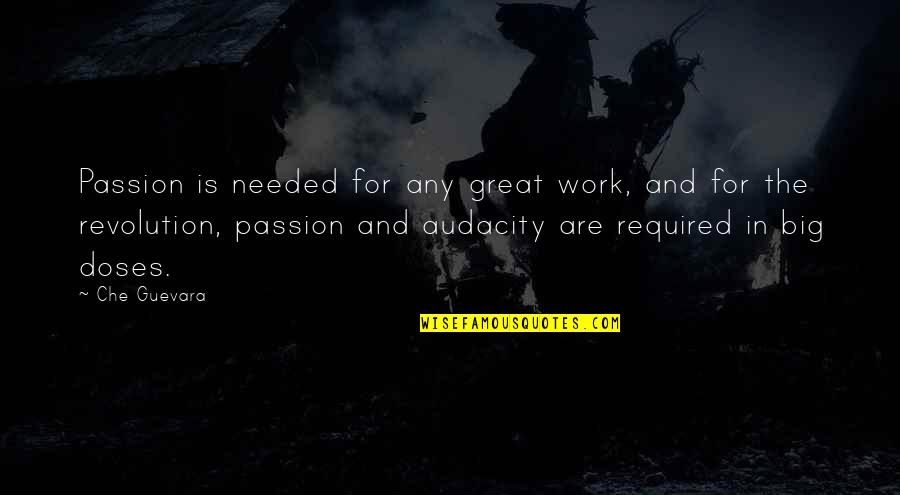 Doses Quotes By Che Guevara: Passion is needed for any great work, and