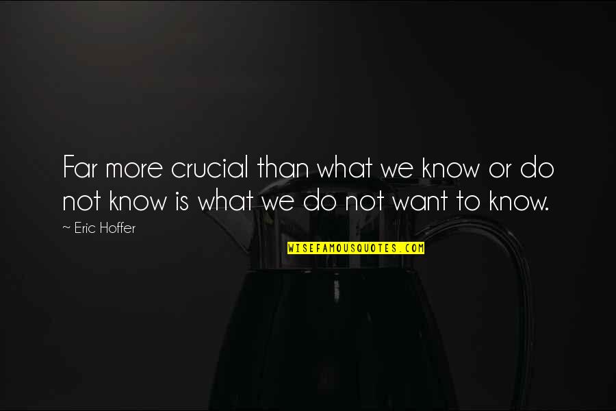 Dosron Ki Madad Karna Quotes By Eric Hoffer: Far more crucial than what we know or