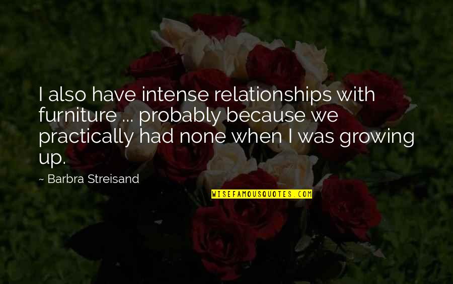 Dost Ki Shadi Quotes By Barbra Streisand: I also have intense relationships with furniture ... Dost Ki Shadi Quotes By Barbra Streisand: I also have intense relationships with furniture ...