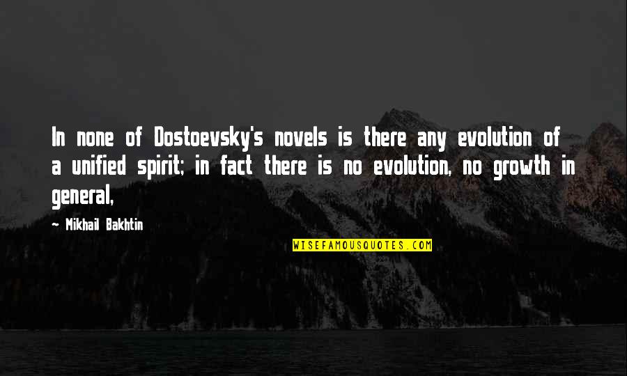 Dostoevsky's Quotes By Mikhail Bakhtin: In none of Dostoevsky's novels is there any