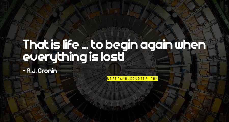 Dostoievski Fratii Quotes By A.J. Cronin: That is life ... to begin again when Dostoievski Fratii Quotes By A.J. Cronin: That is life ... to begin again when
