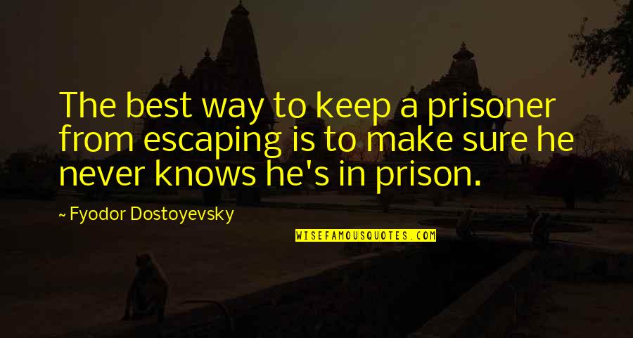 Dostoyevsky's Quotes By Fyodor Dostoyevsky: The best way to keep a prisoner from