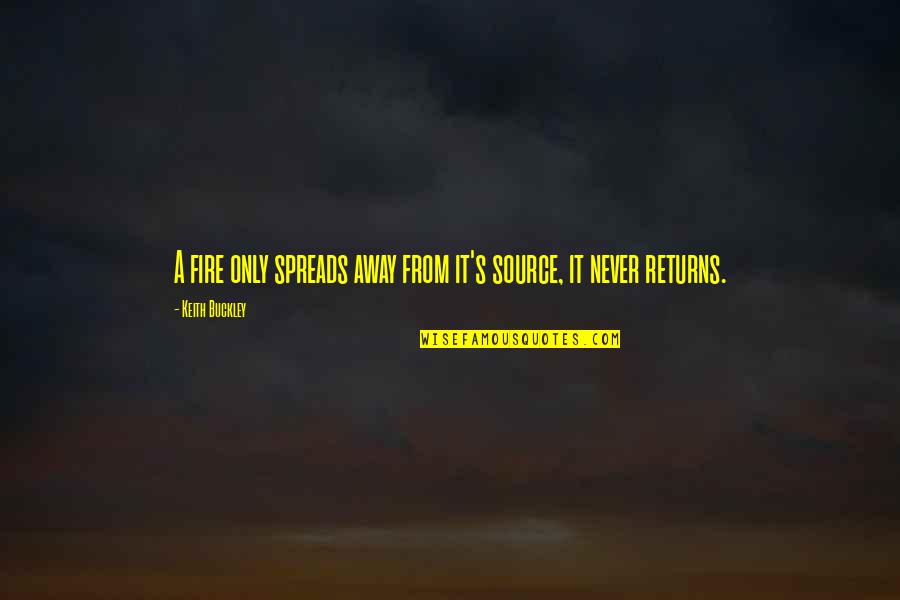 Doter Quotes By Keith Buckley: A fire only spreads away from it's source,