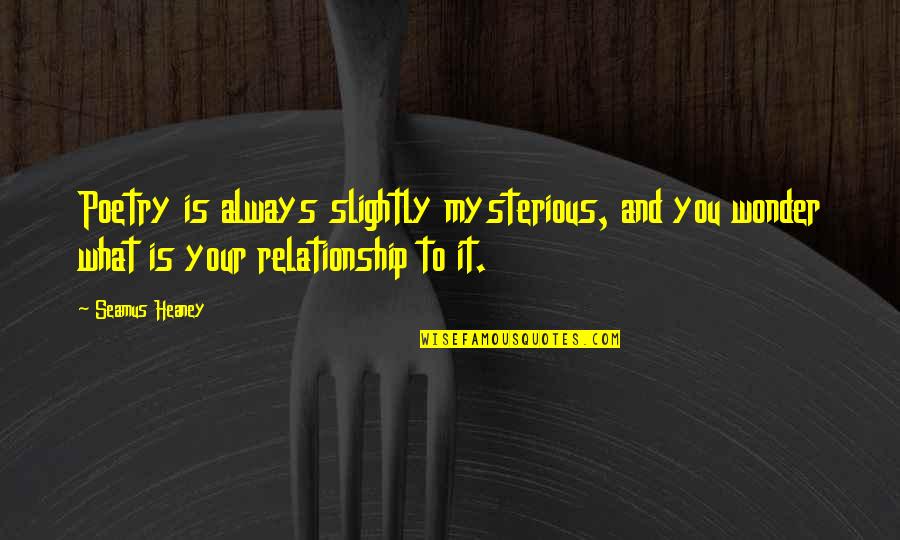 Dotou No Yuushatachi Quotes By Seamus Heaney: Poetry is always slightly mysterious, and you wonder Dotou No Yuushatachi Quotes By Seamus Heaney: Poetry is always slightly mysterious, and you wonder