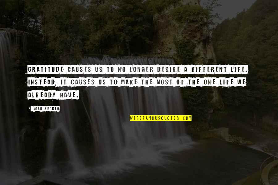 Dotted Line Quotes By Josh Becker: Gratitude causes us to no longer desire a