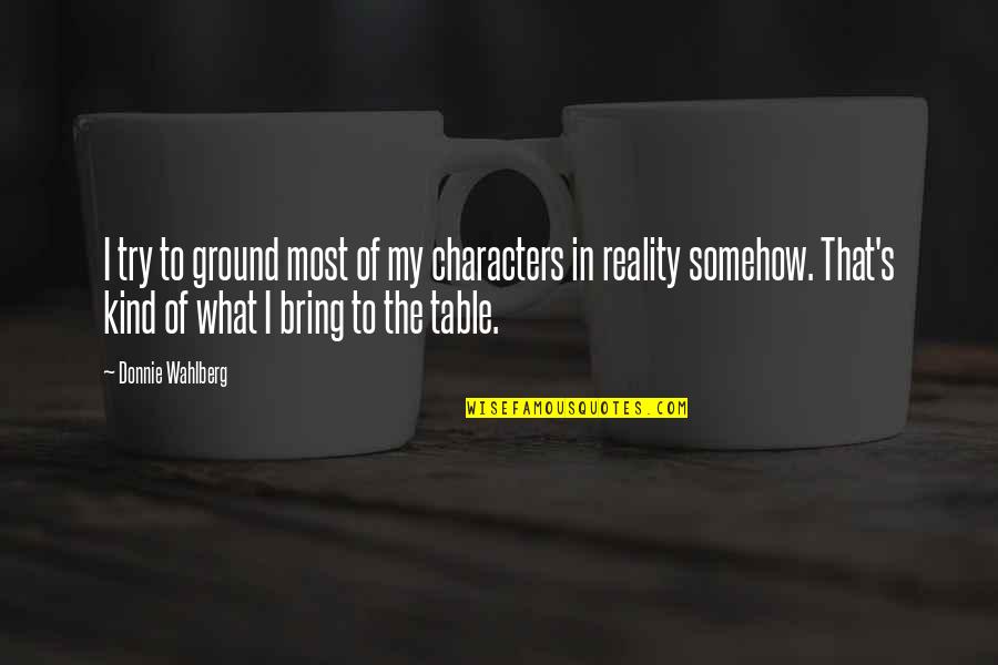 Douaihy Sassine Quotes By Donnie Wahlberg: I try to ground most of my characters