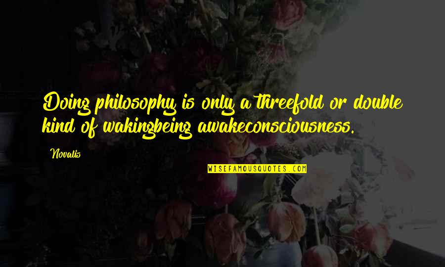 Double Consciousness Quotes By Novalis: Doing philosophy is only a threefold or double