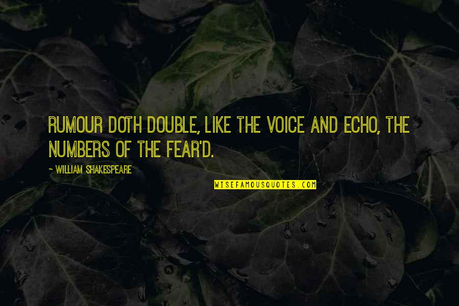 Double Quotes By William Shakespeare: Rumour doth double, like the voice and echo,