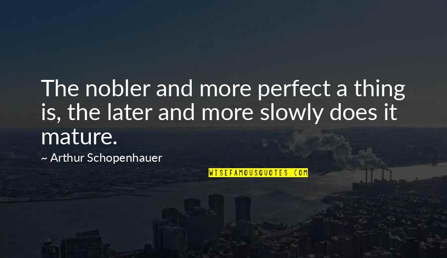 Double Standard Person Quotes By Arthur Schopenhauer: The nobler and more perfect a thing is,