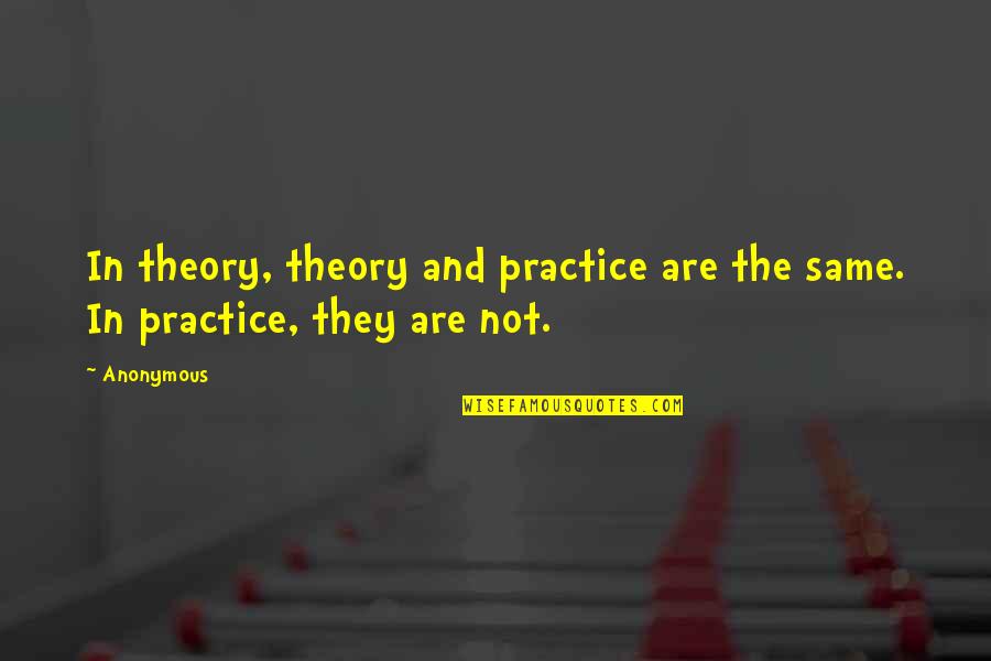 Double Talk Quotes By Anonymous: In theory, theory and practice are the same.