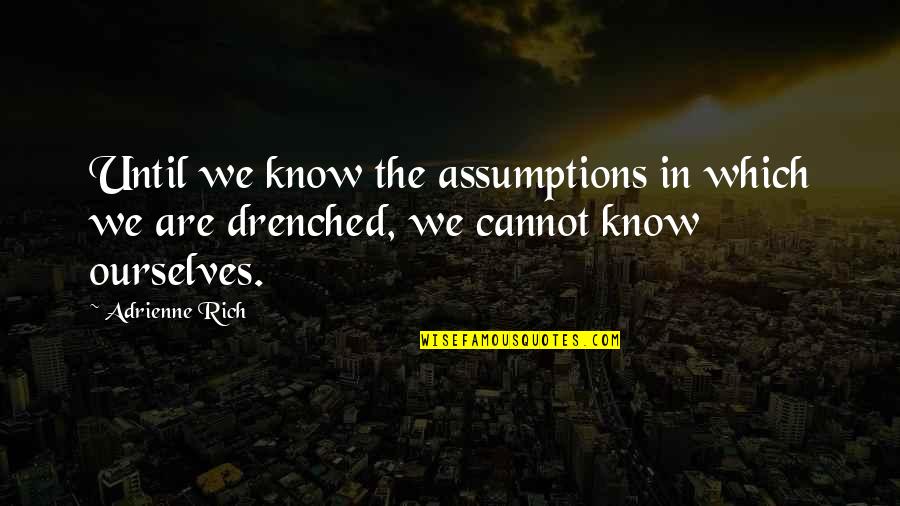 Douchka Esposito Quotes By Adrienne Rich: Until we know the assumptions in which we