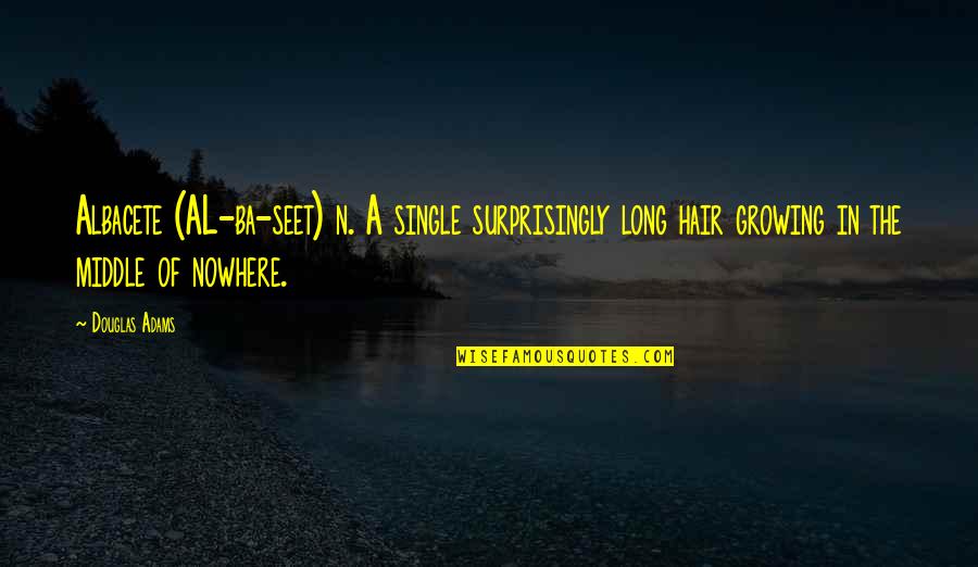 Douglas Adams Quotes By Douglas Adams: Albacete (AL-ba-seet) n. A single surprisingly long hair Douglas Adams Quotes By Douglas Adams: Albacete (AL-ba-seet) n. A single surprisingly long hair