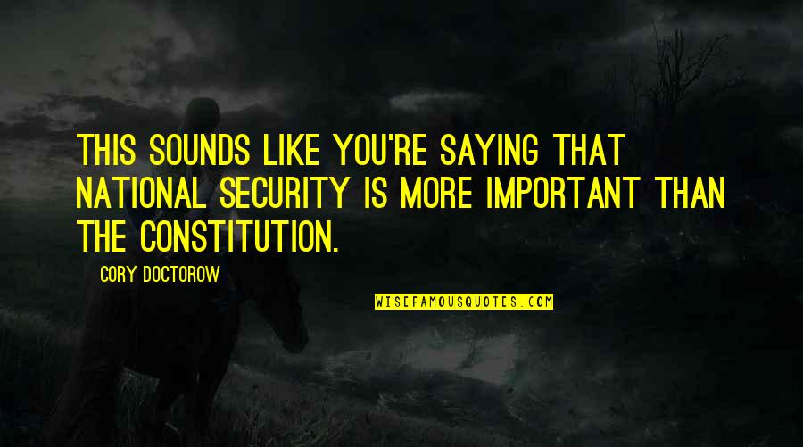 Douglas Lurton Quotes By Cory Doctorow: This sounds like you're saying that national security Douglas Lurton Quotes By Cory Doctorow: This sounds like you're saying that national security