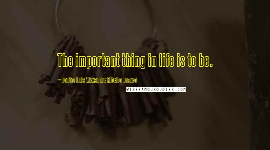 Doutor Luis Alexandre Ribeiro Branco quotes: The important thing in life is to be.