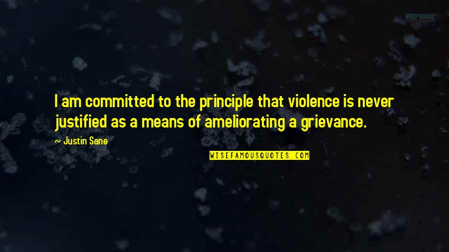 Douwe Bob Quotes By Justin Sane: I am committed to the principle that violence