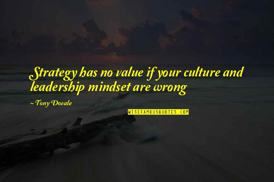 Dovale Quotes By Tony Dovale: Strategy has no value if your culture and