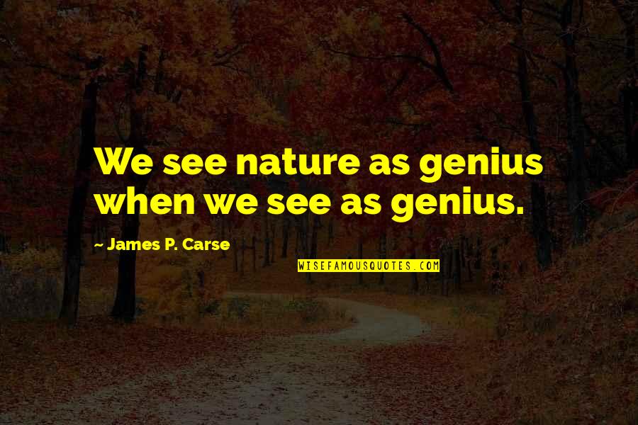 Dove Wings Quotes By James P. Carse: We see nature as genius when we see Dove Wings Quotes By James P. Carse: We see nature as genius when we see