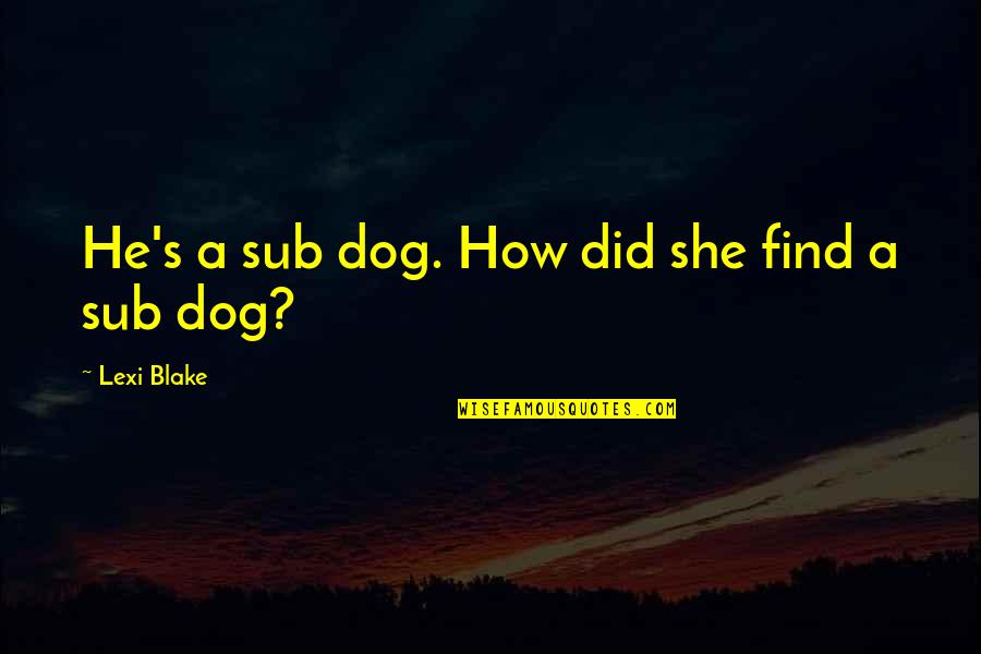 Dowland Youtube Quotes By Lexi Blake: He's a sub dog. How did she find
