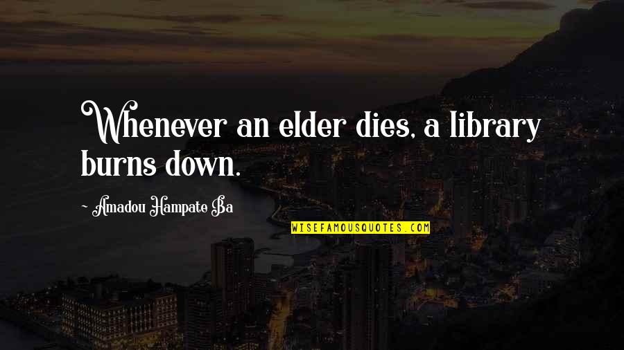Down But Not Out Quotes By Amadou Hampate Ba: Whenever an elder dies, a library burns down.
