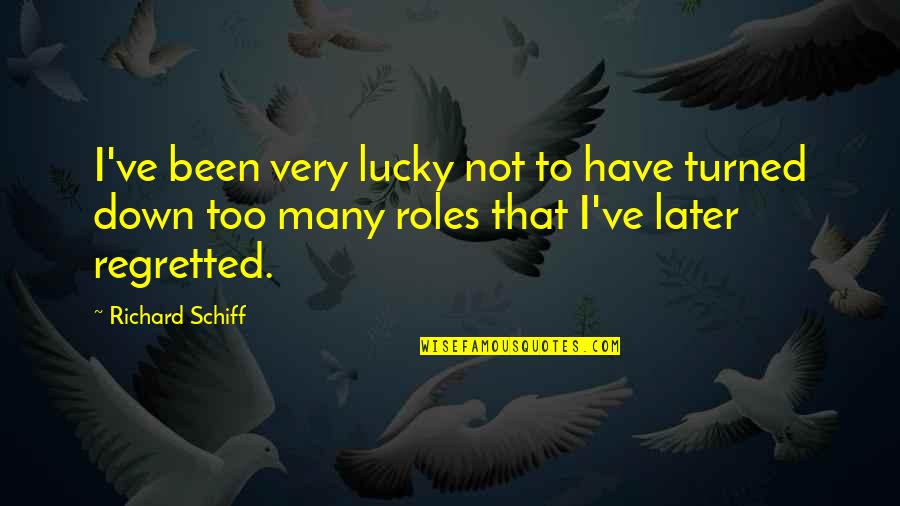 Down Not Quotes By Richard Schiff: I've been very lucky not to have turned