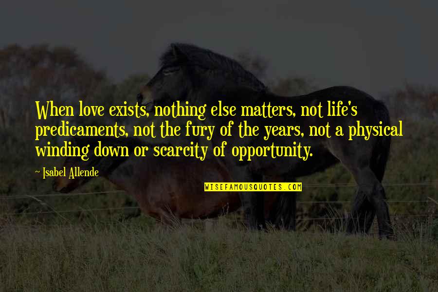 Down Quotes By Isabel Allende: When love exists, nothing else matters, not life's