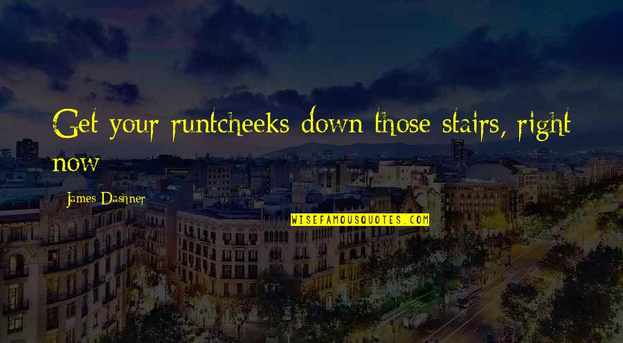 Down Stairs Quotes By James Dashner: Get your runtcheeks down those stairs, right now