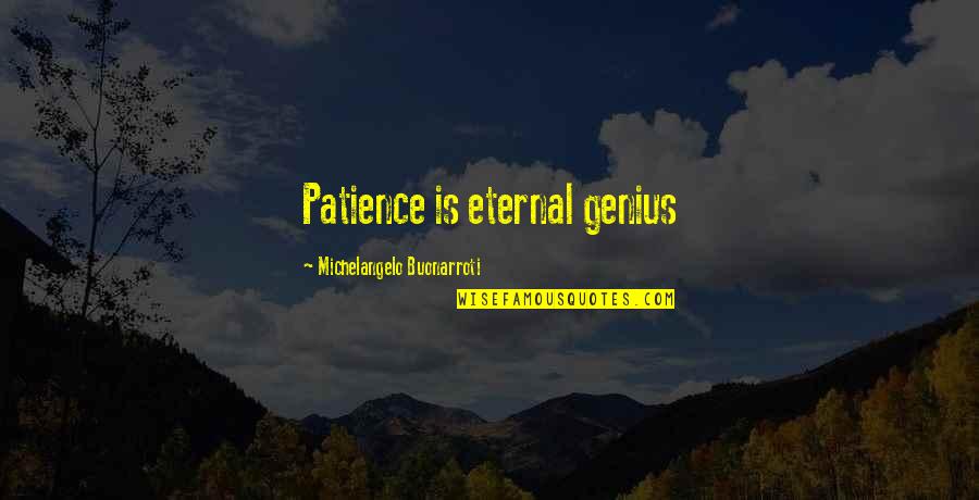 Down Syndrome Siblings Quotes By Michelangelo Buonarroti: Patience is eternal genius