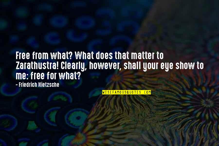 Down The Rabbit Hole Book Quotes By Friedrich Nietzsche: Free from what? What does that matter to