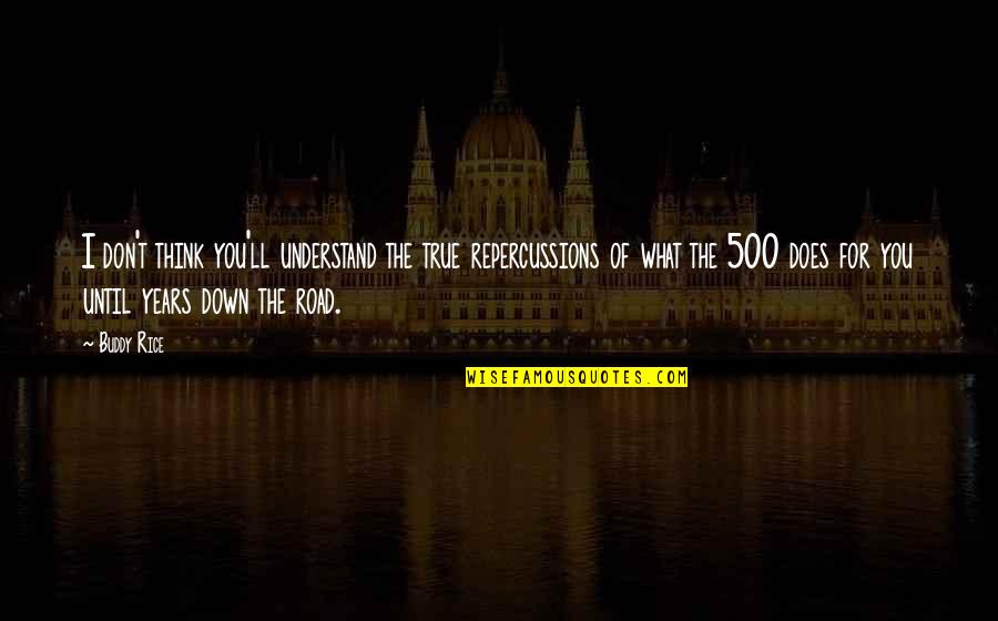 Down The Road Quotes By Buddy Rice: I don't think you'll understand the true repercussions Down The Road Quotes By Buddy Rice: I don't think you'll understand the true repercussions