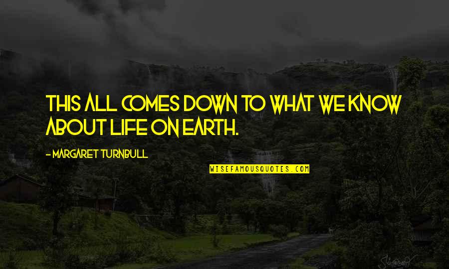 Down To Earth Quotes By Margaret Turnbull: This all comes down to what we know