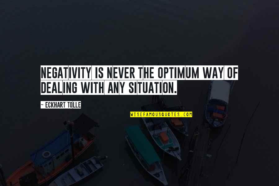 Down With Webster Quotes By Eckhart Tolle: Negativity is never the optimum way of dealing