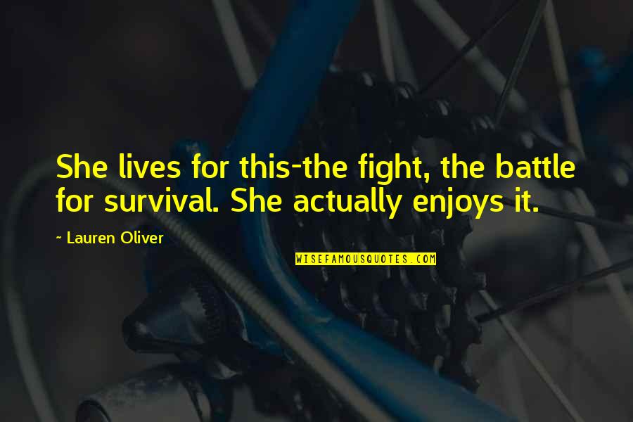 Downers Quotes By Lauren Oliver: She lives for this-the fight, the battle for