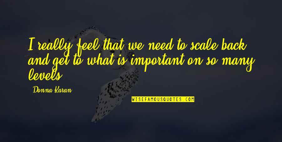 Downfalls In Life Quotes By Donna Karan: I really feel that we need to scale
