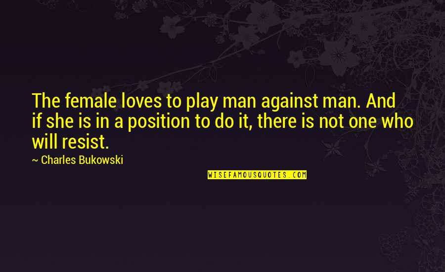 Downstairs Movie Quotes By Charles Bukowski: The female loves to play man against man.