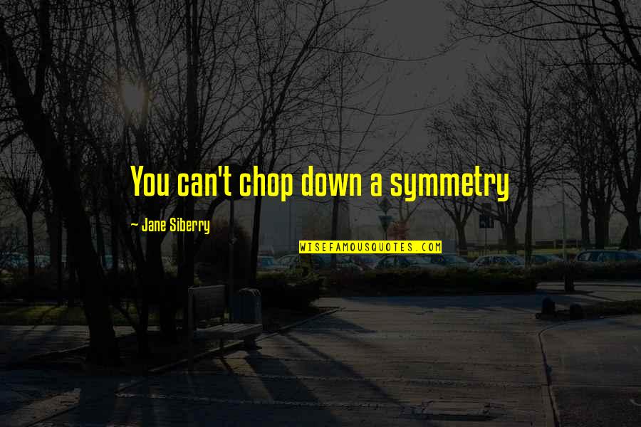 Downticks Quotes By Jane Siberry: You can't chop down a symmetry