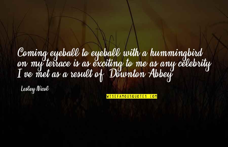 Downton Abbey Best Quotes By Lesley Nicol: Coming eyeball to eyeball with a hummingbird on