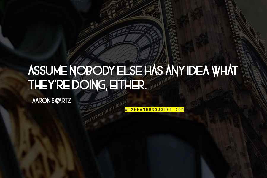 Downtown Improvements Quotes By Aaron Swartz: Assume nobody else has any idea what they're Downtown Improvements Quotes By Aaron Swartz: Assume nobody else has any idea what they're