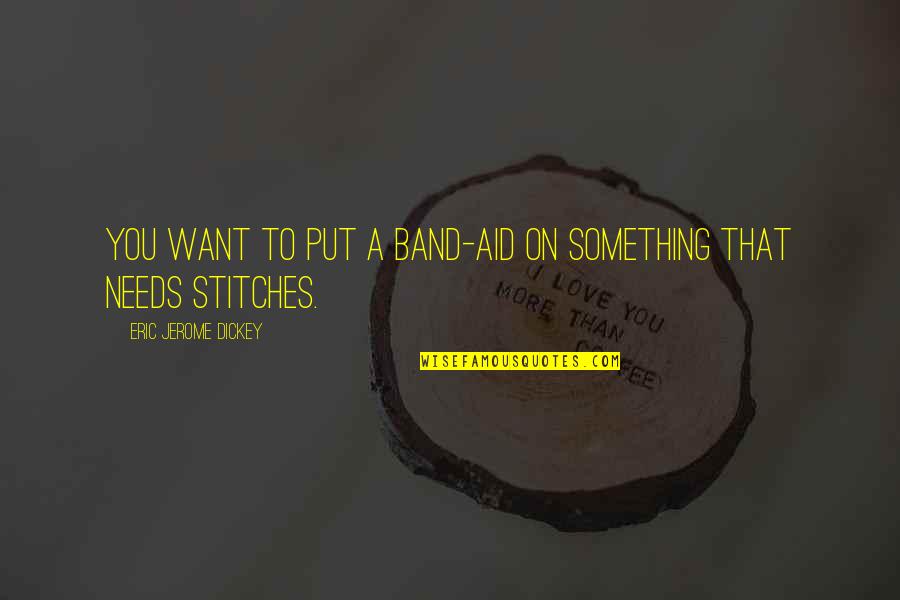 Dowries Farm Quotes By Eric Jerome Dickey: You want to put a band-aid on something Dowries Farm Quotes By Eric Jerome Dickey: You want to put a band-aid on something